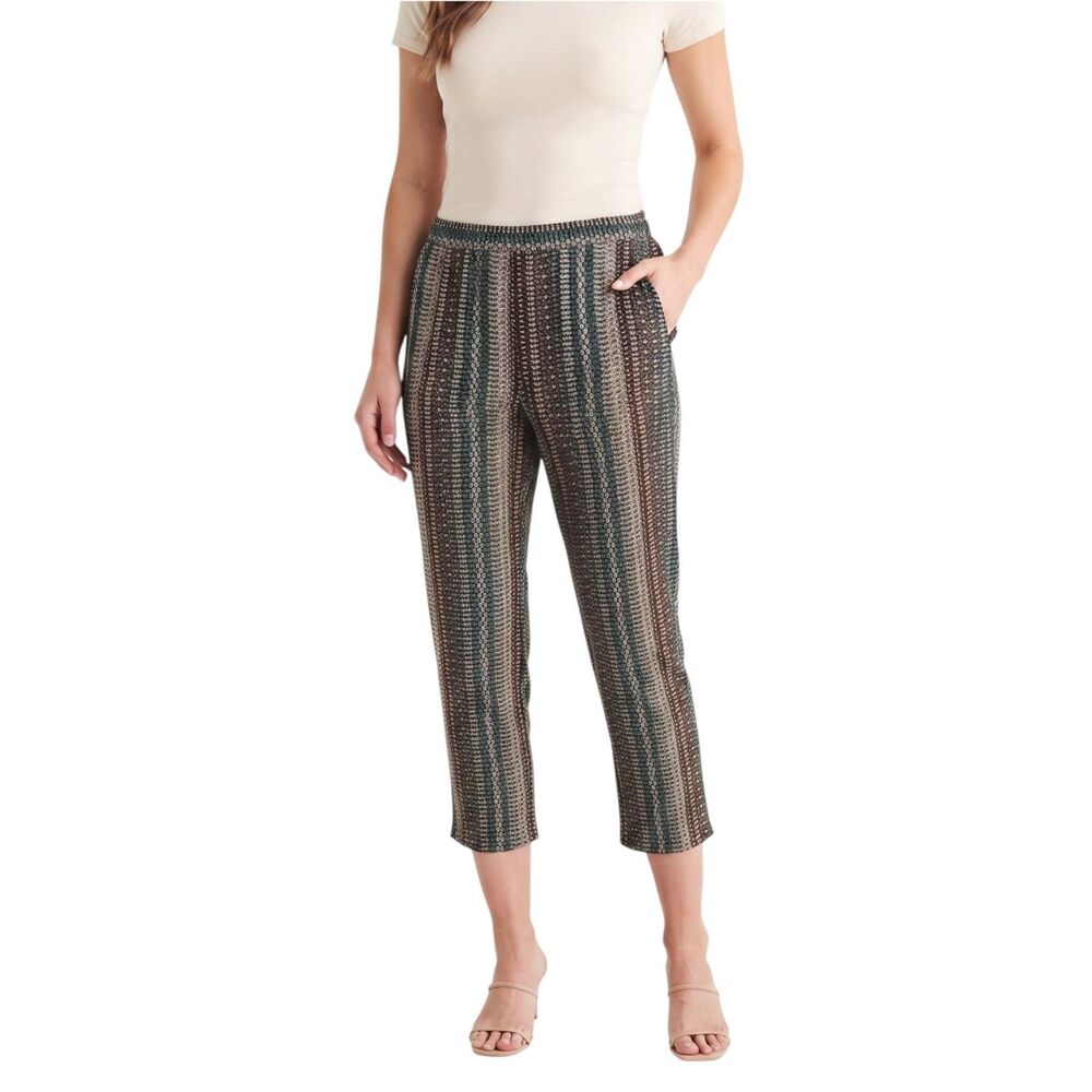 Jessica Simpson Soft Printed Tummy Control Pants LG